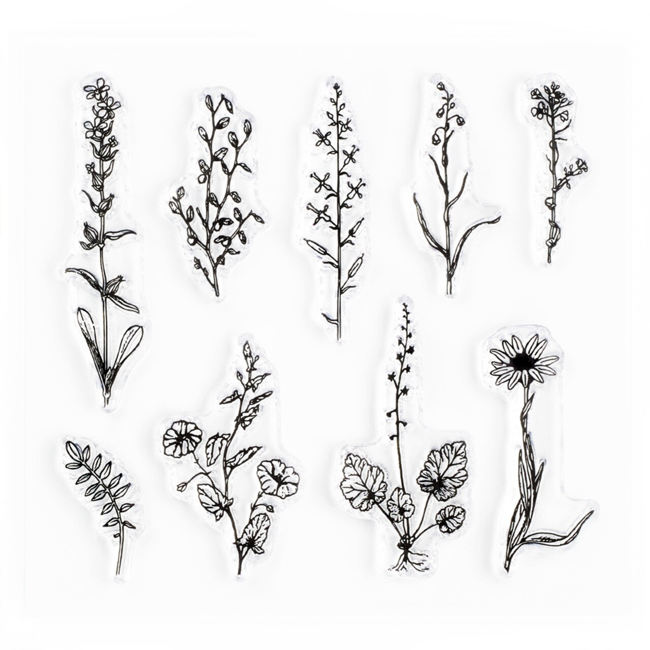 Vintage Plants and Flowers Small Clear Stamps 4x4 inch by Wintertime Crafts